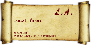 Leszl Áron névjegykártya